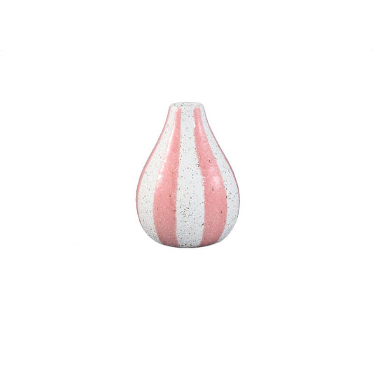 Shaen Roze Keramische Ronde Vaas Met Strepen Set van 8 11.5x13x13 cm