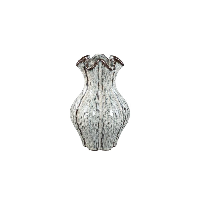 Divian Witte Keramische Golvende Vaas S - Set van 4 Stuks 23x15x15 cm