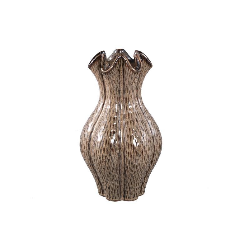 Divian Lichtbruin Keramische Golvende Vaas L – Set van 2 38x22x22 cm
