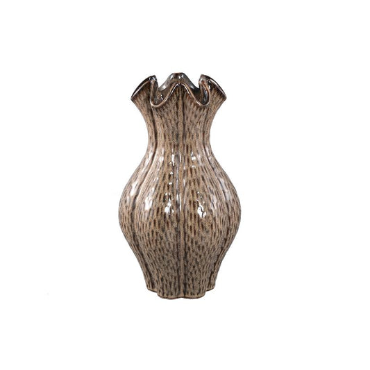 Divian Lichtbruin Keramische Golvende Vaas L – Set van 2 38x22x22 cm