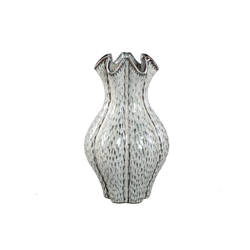 Divian Witte Keramische Golf Vaas L Set van 2 38x22x22 cm