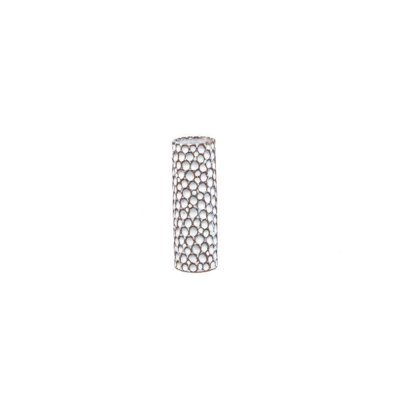 Mayron Witte Keramische Ronde Vaas Bubbelpatroon S Set van 12 15x5x5 cm