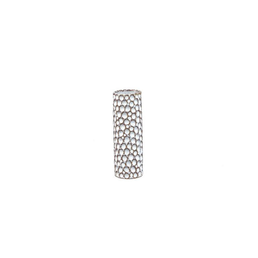 Mayron Witte Keramische Ronde Vaas Bubbelpatroon S Set van 12 15x5x5 cm