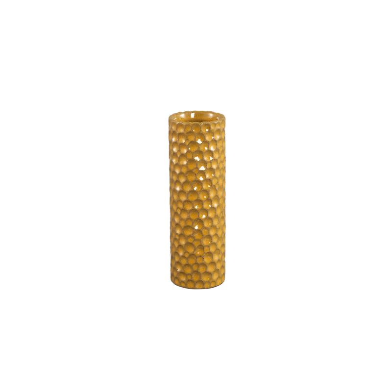 Mayron Gele Keramische Ronde Vaas Met Bubbelpatroon M – Set Van 12 Stuks 20x6.5x6.5 cm
