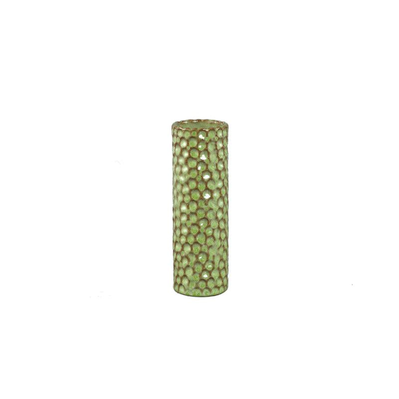 Mayron Groene Keramische Ronde Vaas Bellenpatroon M - Set van 12 20x6.5x6.5 cm