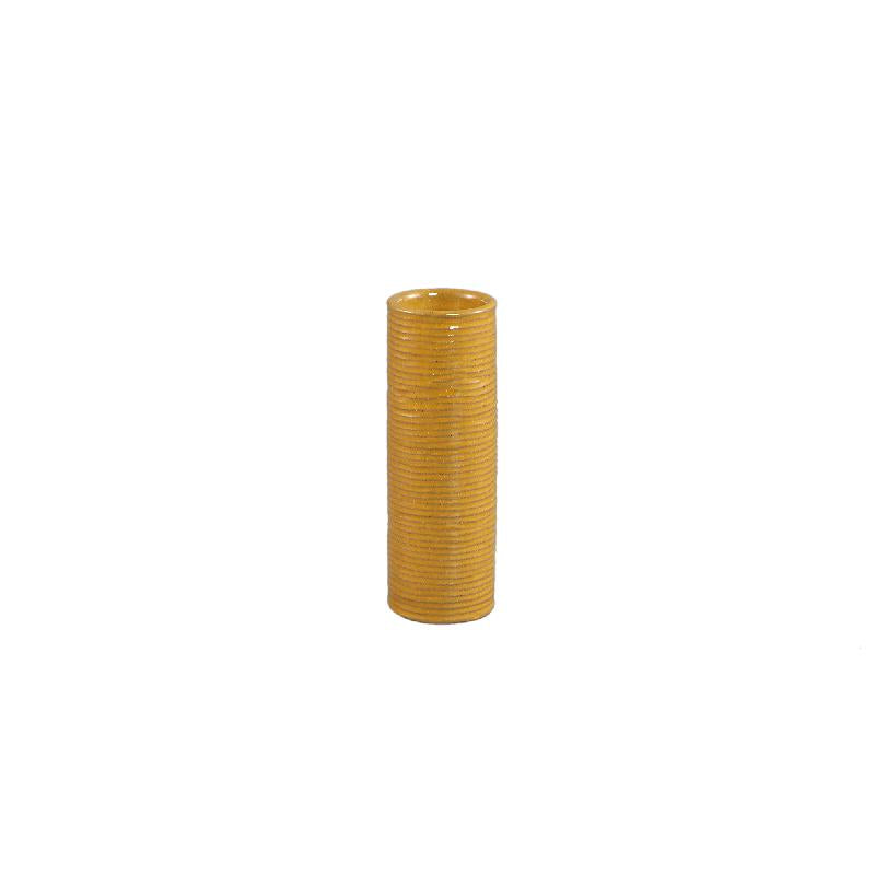 Mayron Gele Keramische Ronde Vaas Lijnenpatroon Set van 12 15x5x5 cm