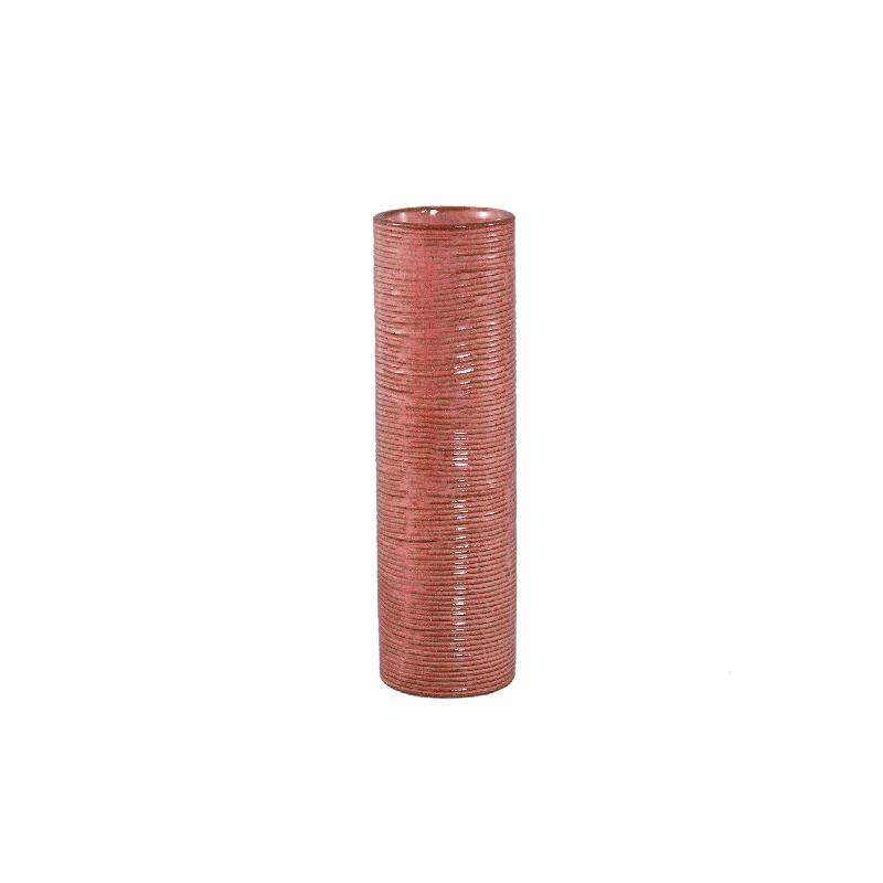 Mayron Roze Keramische Ronde Vaas Lijnenpatroon Set van 6 Stuks 27.5x8x8 cm