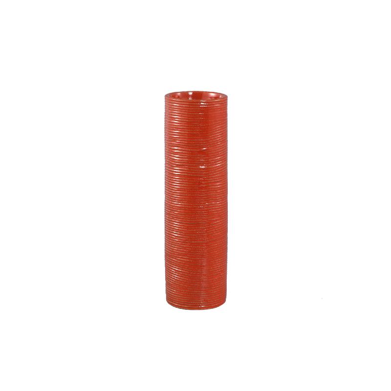 Mayron Oranje Keramische Ronde Vaas Lijnenpatroon L Set van 6 Stuks 27.5x8x8 cm