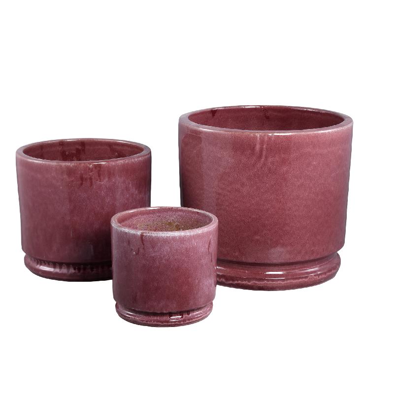 Madsen Bordeaux Keramische Cilinder Pot Set Van 3 Low 45x49.5x49.5 cm