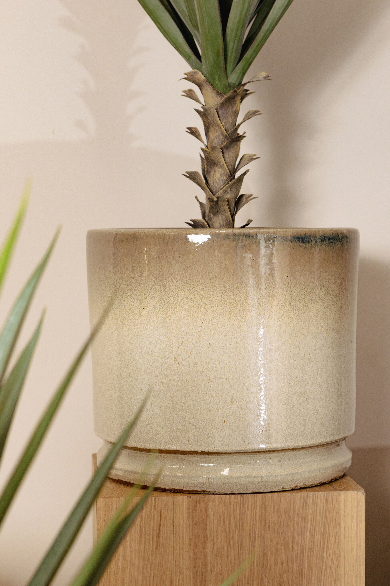 Madsen Beige Keramische Cilinder Pot Set Van 3 Low 45x49.5x49.5 cm