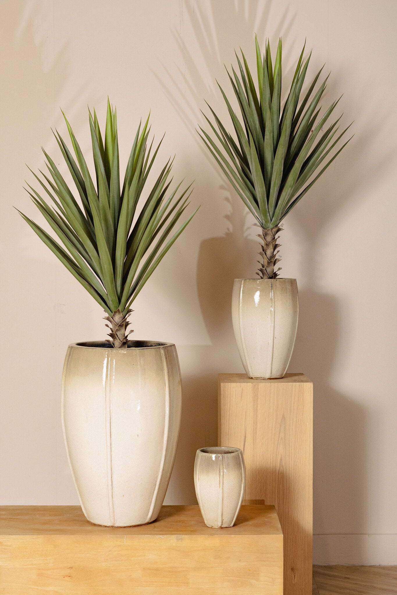 Labella Beige Keramische Pot Rond Hoog Set Van 3 64.5x45x45 cm