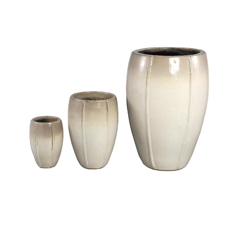 Labella Beige Keramische Pot Rond Hoog Set Van 3 64.5x45x45 cm