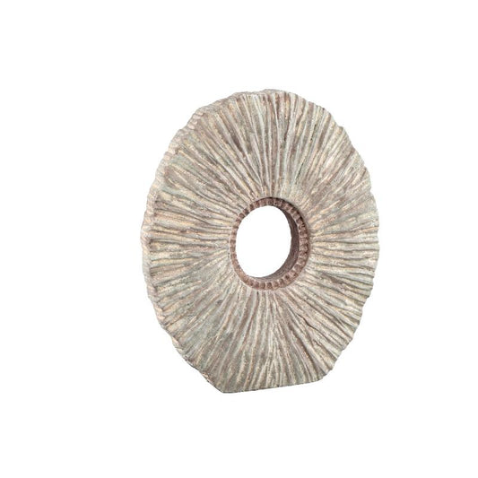 Kovi Beige Cement Ornament Met Ribbels Ovaal Set Van 4 33x26x6 cm