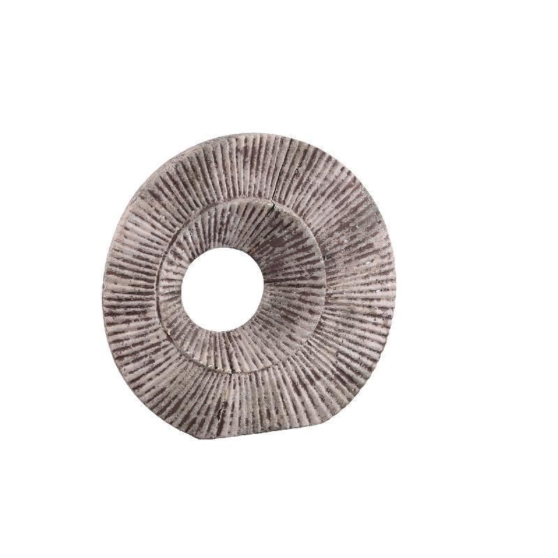 Kovi Beige Cement Ornament Met Ribbing Rond L – Set Van 6 Stuks 28x30x6 cm