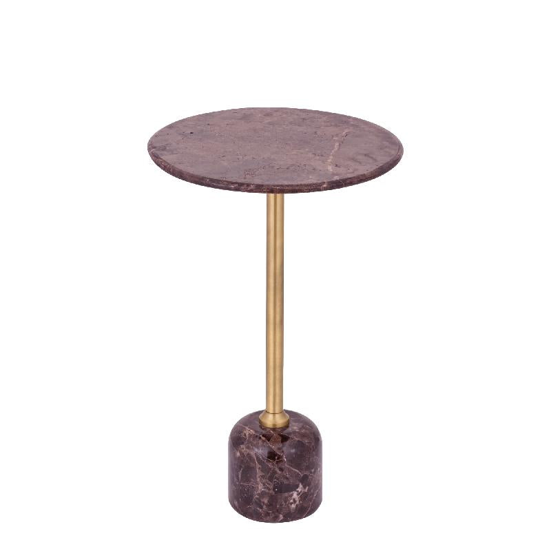 Jari Donkerbruine Marmeren Bijzettafel Met Balvormige Voet Laag 55x35x35 cm