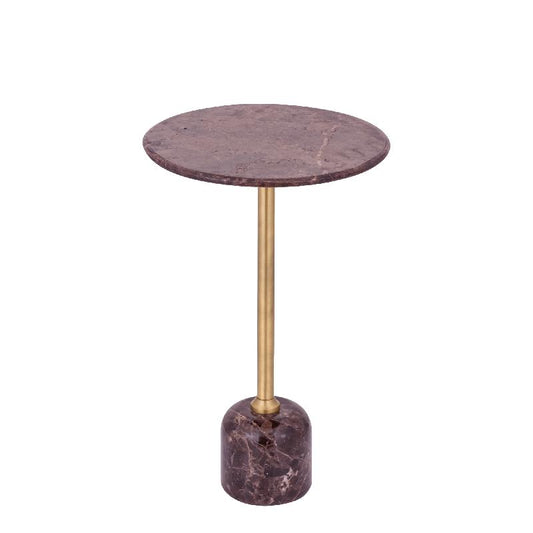 Jari Donkerbruine Marmeren Bijzettafel Met Balvormige Voet Laag 55x35x35 cm