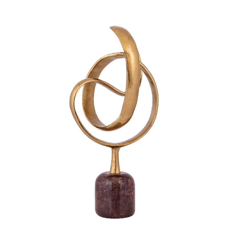 Jari Donkerbruine Marmeren Knot Ornament Bal Voet L 40x19x18 cm