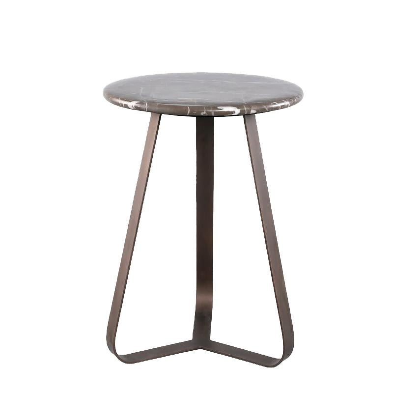 Kae Marmeren Bijzettafel Met Ijzeren Poten Rond 56x40x40 cm