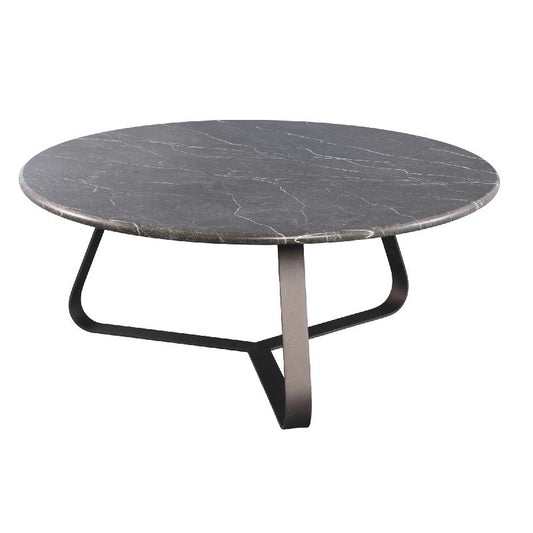 Kae Marmeren Koffietafel met Ijzeren Poten Rond L 34x79x79 cm