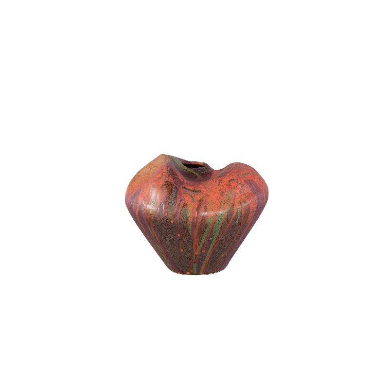 Dangelo Roodbruin Keramische Vaas Onregelmatig Set van 4 Stuks 17.5x23x22 cm