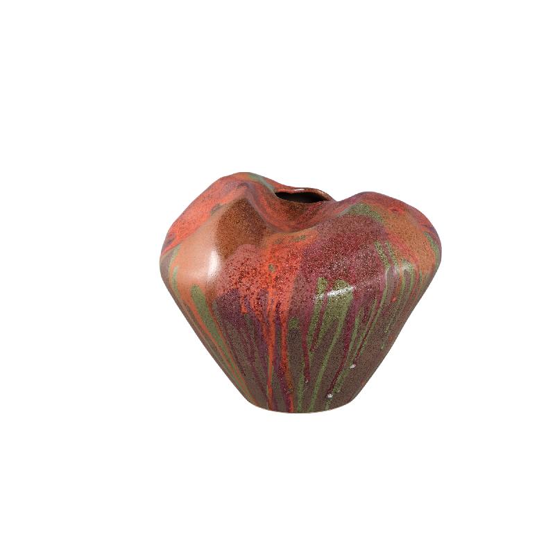 Dangelo Roodbruin Keramische Vaas Onregelmatig Vorm Set Van 2 22x29x29 cm