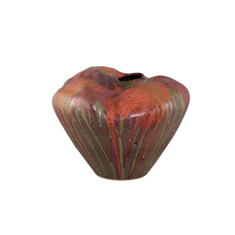 Dangelo Roodbruine Keramische Vaas Onregelmatig L 26.5x35.5x34.5 cm