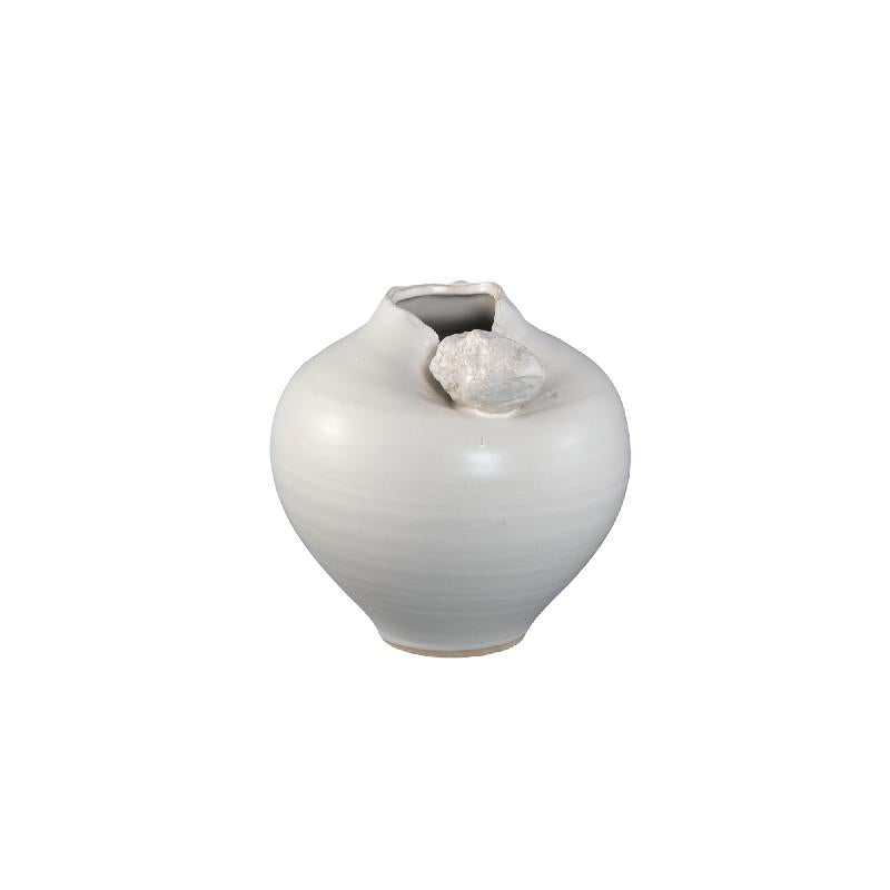 Marvie Bruine Keramische Vaas Met Steen Set Van 2 21.5x21.5x21.5 cm