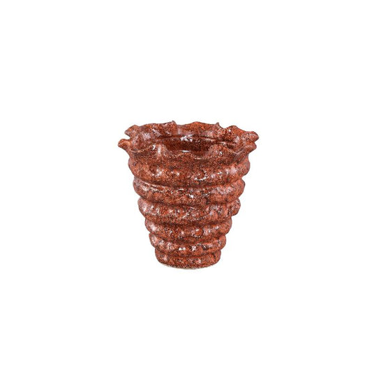 Nianh Bordeaux Keramische Vaas Geribd Rond Set van 6 Stuks 17.5x19x19 cm