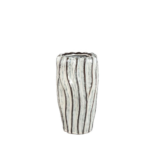 Adelina Witte Keramische Vaas Golvend Ontwerp Rond L Set van 2 36x19x19 cm