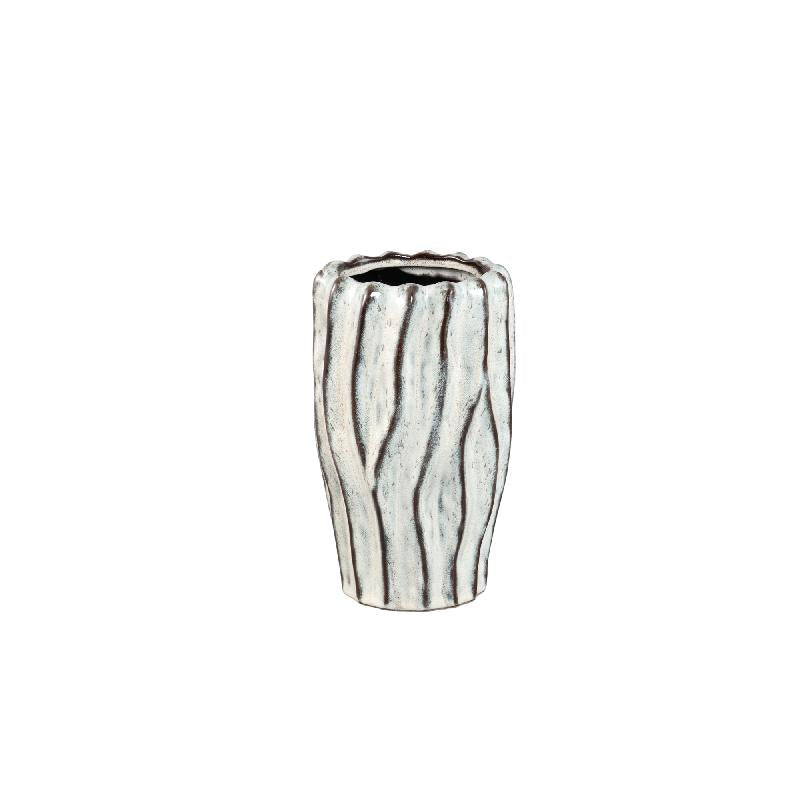 Adelina Witte Keramische Vaas Golvend Design Rond M Set van 4 28.5x17.5x17.5 cm