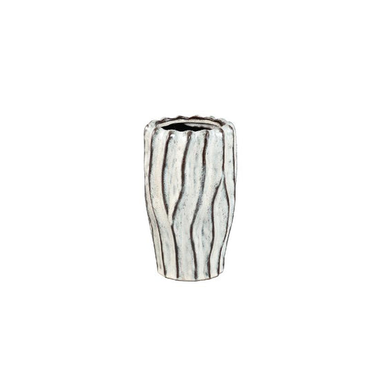 Adelina Witte Keramische Vaas Golvend Design Rond M Set van 4 28.5x17.5x17.5 cm
