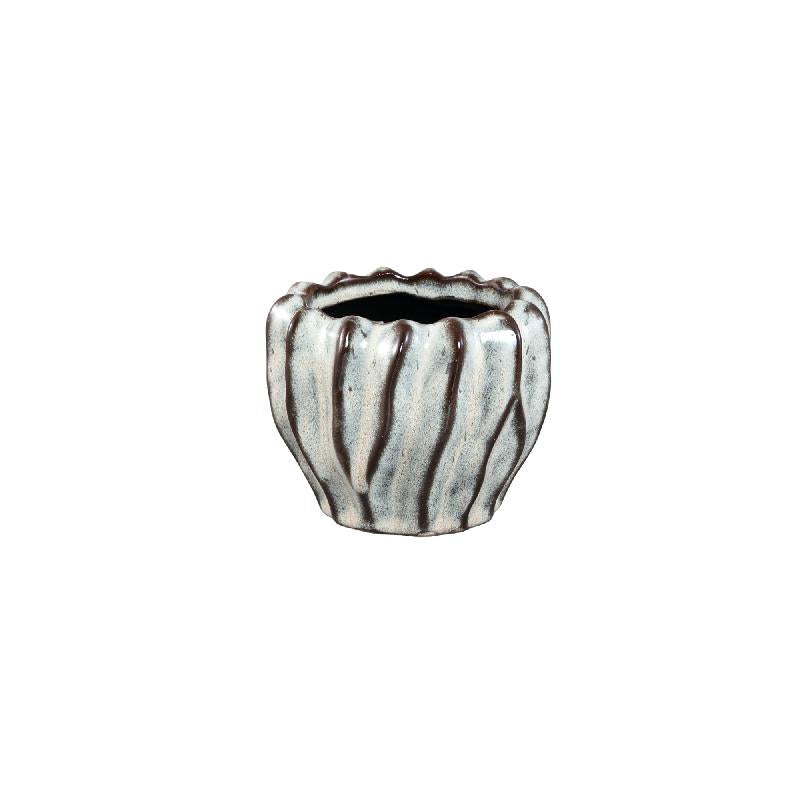 Adelina Witte Keramische Pot Golvend Ontwerp Rond Laag Set van 12 10x13x13 cm