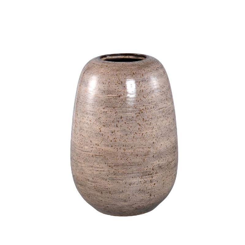 Mavric Lichtbruine Keramische Vaas Fijne Lijn Rond M 36x25x25 cm