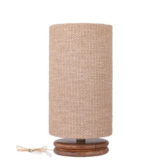 Devi Taupe Tafellamp op Houten Voet Hoog 60x29x29 cm