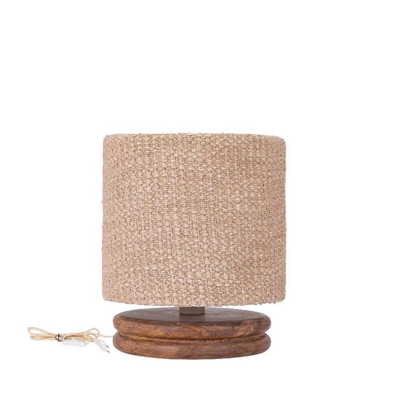 Devi Taupe Stofferen Tafellamp Op Houten Voet Laag 34x29x29 cm