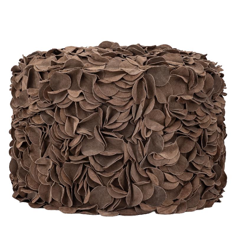 Nevo Bruine Suède Lederen Poef Rond 40x60x60 cm