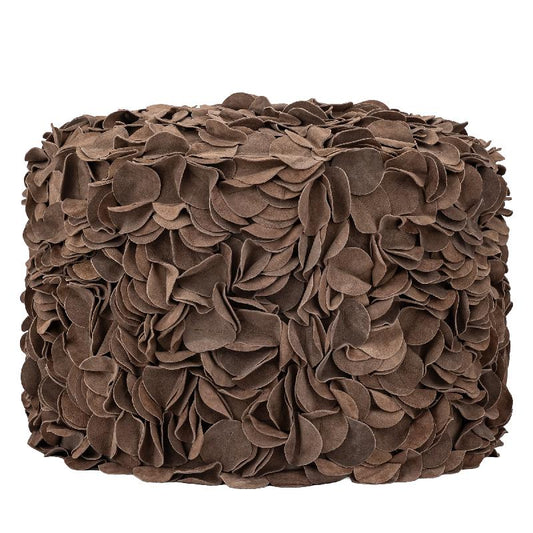 Nevo Bruine Suède Lederen Poef Rond 40x60x60 cm