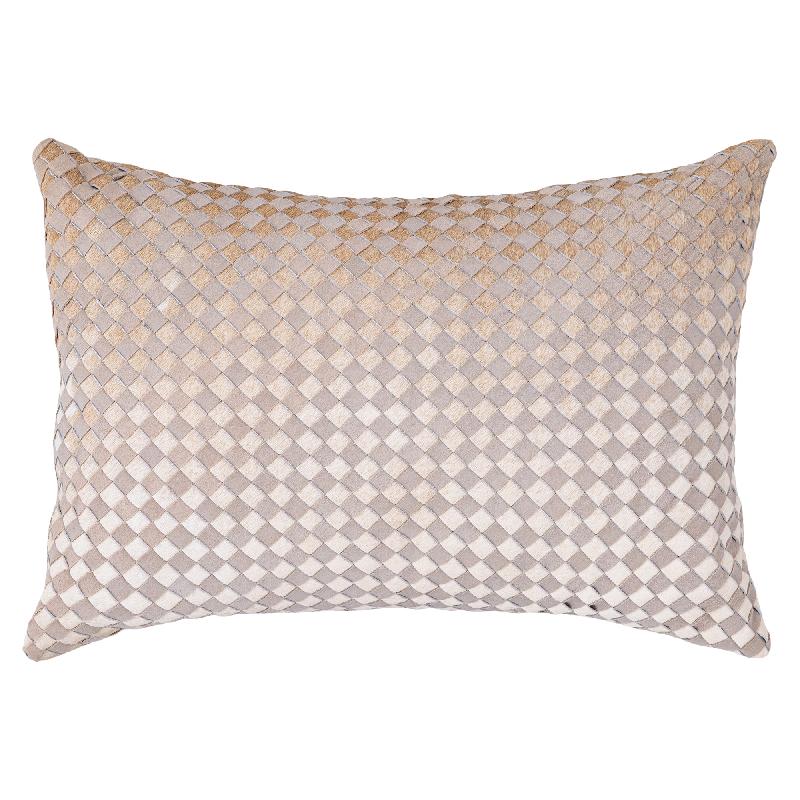 Sim Grijs Suède Koeienhaar Leren Mix Kussen Rechthoekig 40x60x10 cm