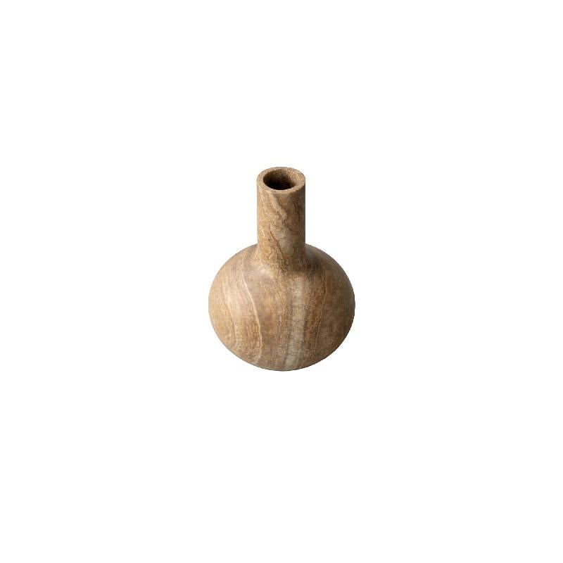 Veyla Witte Onyx Ronde Bulby Vaas Laag 25x15x15 cm