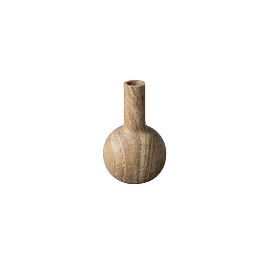 Veyla Witte Onyx Ronde Bulby Vaas Laag 25x15x15 cm