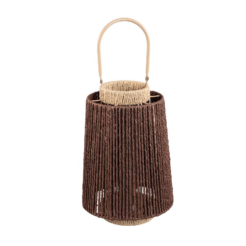 Karvin Bruine Mix Ronde Papieren Touw Lantaarn Set van 4 35x23.5x23.5 cm