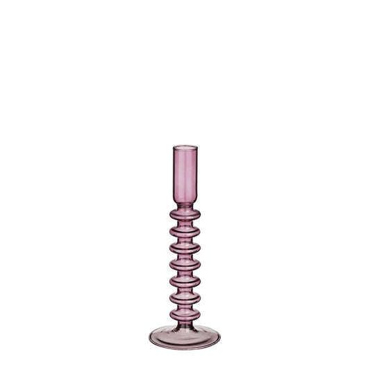 Mica Decorations Agios Kandelaar - H20 x Ø7,5 cm - Glas - Donkerpaars