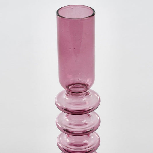 Mica Decorations Agios Kandelaar - H20 x Ø7,5 cm - Glas - Donkerpaars