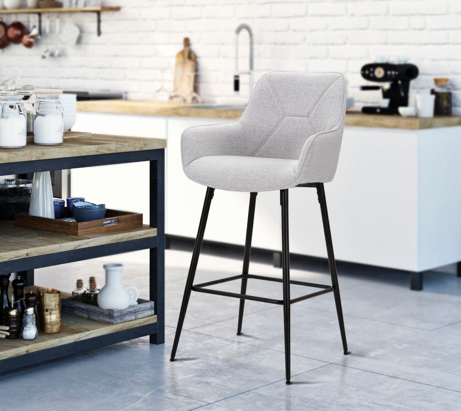 Mauro Ferretti BAR STOOL GREY SET 2 PCS CM 55X55X109