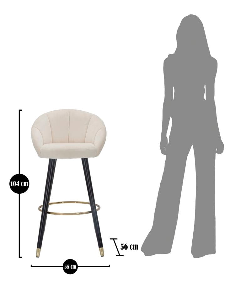 Mauro Ferretti BAR STOOL PRAGUE CREMA CM 55X56X104