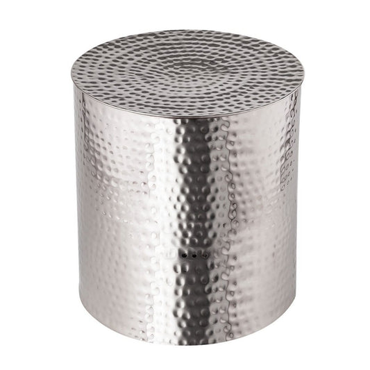 Voglrieder kreatives Wohnen Bijzettafel metaal ø 40 x 45 cm ronde siertafel Tunis zilver of goud gehamerd aluminium