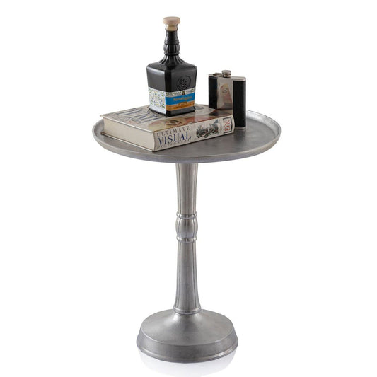 Voglrieder kreatives Wohnen Bijzettafel metaal rond ø 44x52 cm decoratieve tafel Adlon zilver of goud met design middenvoet aluminium