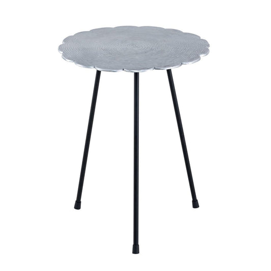 Voglrieder kreatives Wohnen Bijzettafel metalen siertafel Hilton ø 35 x H 46 cm rond aluminium met structuur zilver of goud