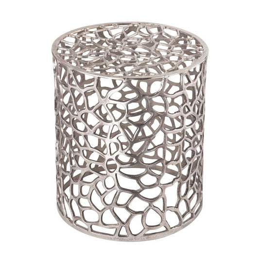 Voglrieder kreatives Wohnen Bijzettafel metalen siertafel ø 40 x 45 cm rond Agadir zilver of goud aluminium koraal design