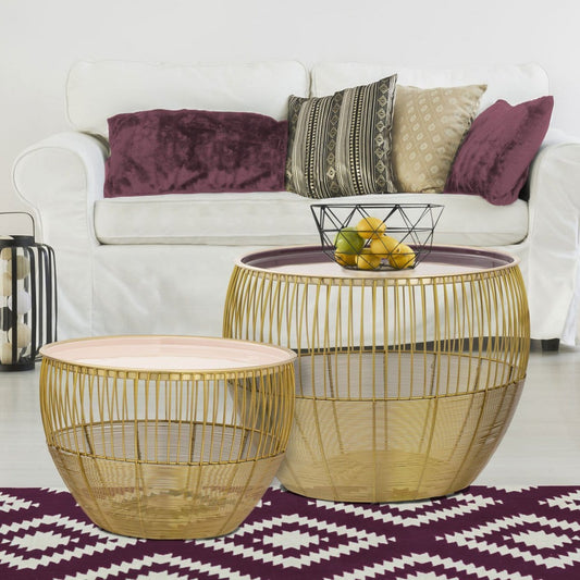 Voglrieder kreatives Wohnen Bijzettafel set van 2 ronde tafels ø 49/41 H 37/29 cm decoratieve salontafel Glamira salontafel goud